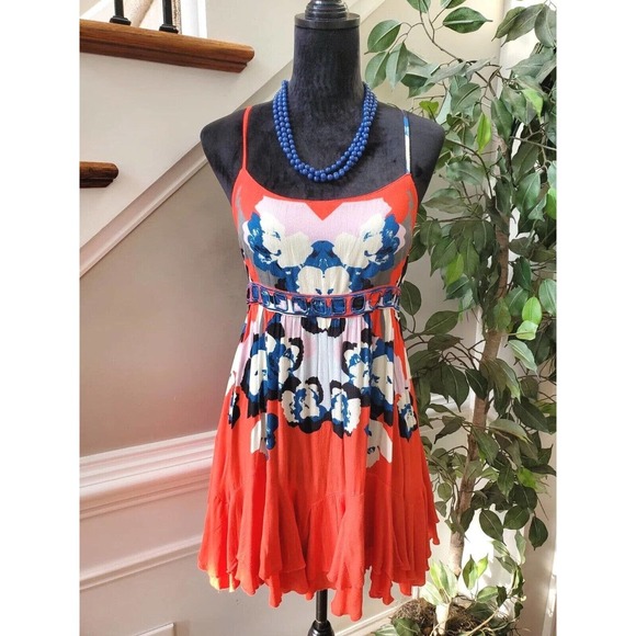 Free People Women's Multicolor Polyester Sleeveless Knee Length Strappy Dress XS - Picture 10 of 10